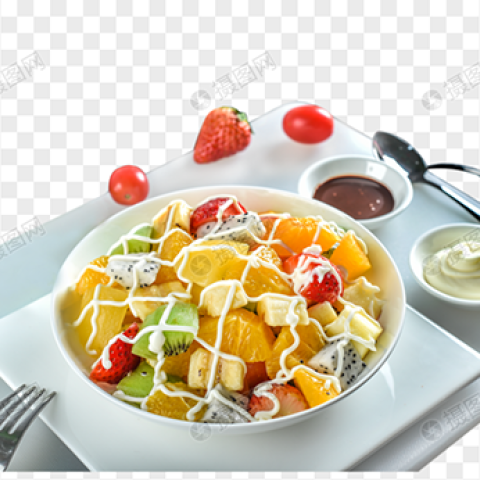 سلطة فواكه (عسل+قشطة+مكسرات)	